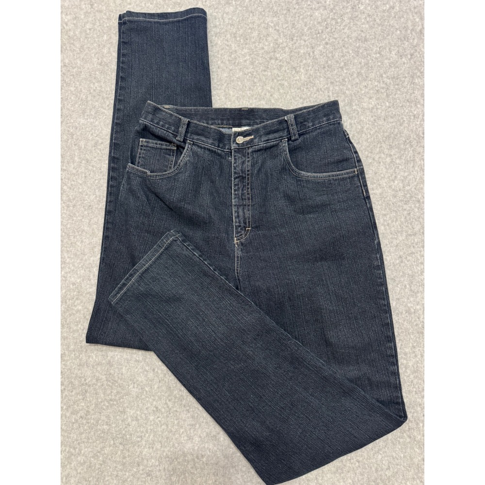 Doncaster Womens High Rise Straight Leg Jeans Dark Indigo Wash Size 8 Stretch